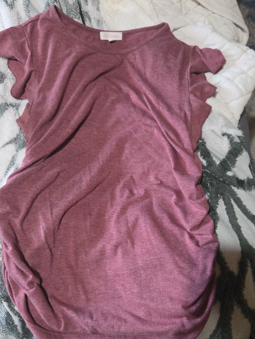 Women’s Short Sleeve Ruched Top - Mauve Pink